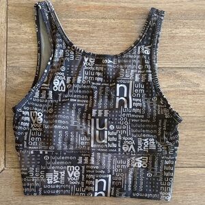 lululemon athletica Black and White Logo Print Crop Top